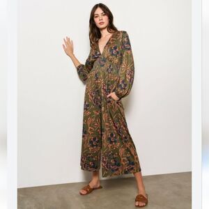 Anthropologie Hutch Jumpsuit in Olive Floral